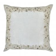 Indian ornate border on white cotton silk