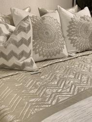 Silver base with Mettalic Herringbone pattern 